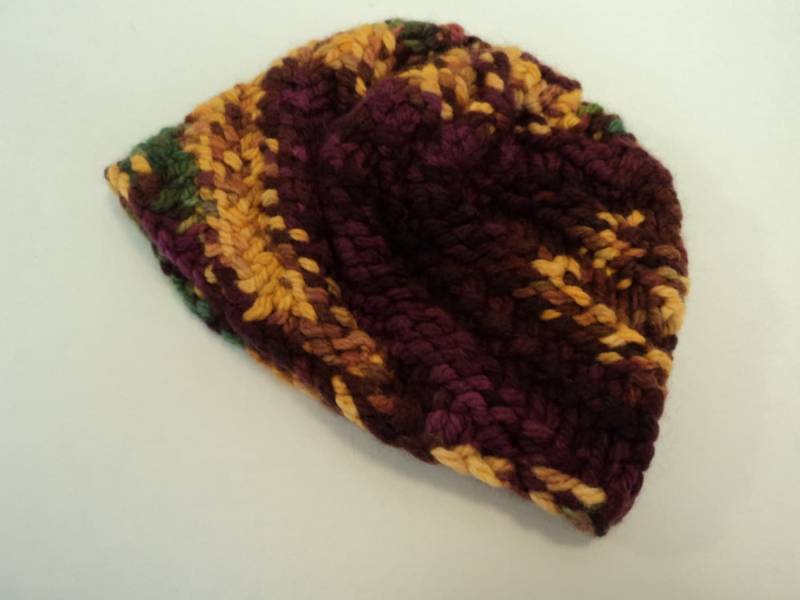 Handgefertigte Baby Hut Grün Gold Braun Strukturierte 100 % Merino Wolle Unisex Kinder 0-1 von grammysfuzzies