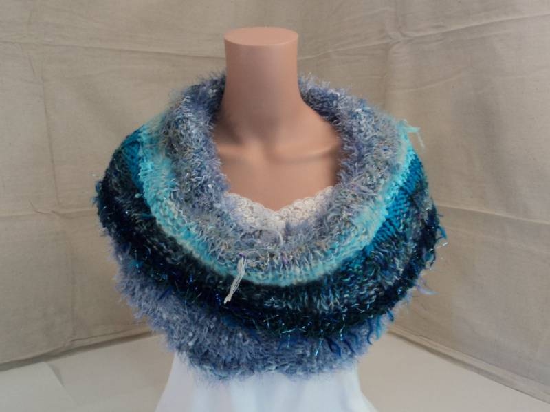 Handgefertigte Wrap Reversible Kutte Petrol/Einzigartige Wolle Acryl Weiblichen Erwachsenen von grammysfuzzies