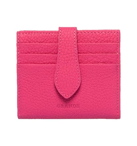 Grande -3803 Unisex Geldbörse, Pink, Leder Slim Card Case Kleine Snap Closure Wallet von grande