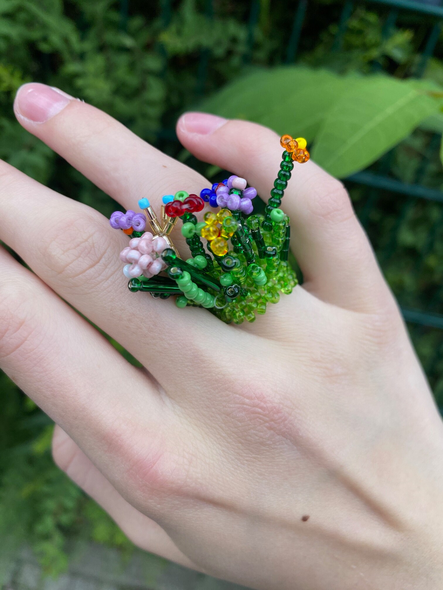 Ring, Perlen, Schmuck, Handarbeit, Blumen von grandmasfinger