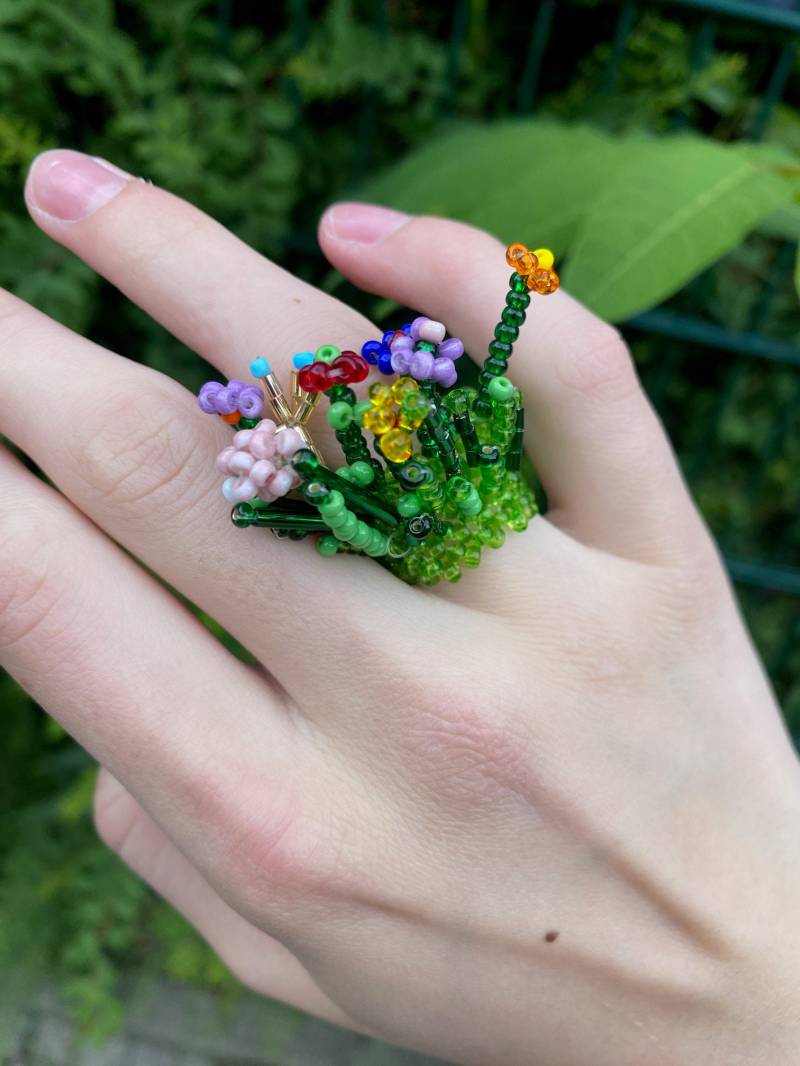 Ring, Perlen, Schmuck, Handarbeit, Blumen Ring, Perlen, Schmuck, Handarbeit, Blumen von grandmasfinger