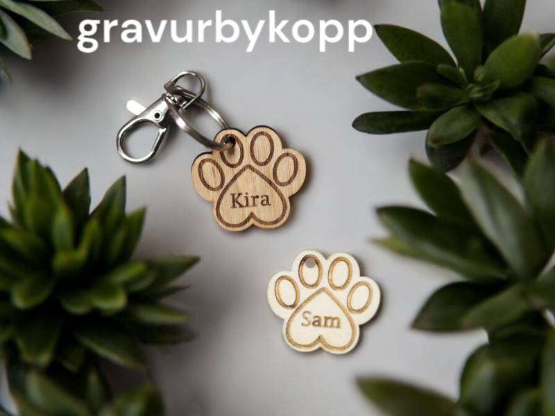Haustierschlüsselanhänger Personalisierter Pfotenabdruck Gravierter Anhänger Haustierschlüsselanhänger Personalisierter Pfotenabdruck Gravierter Anhänger von gravurbykopp
