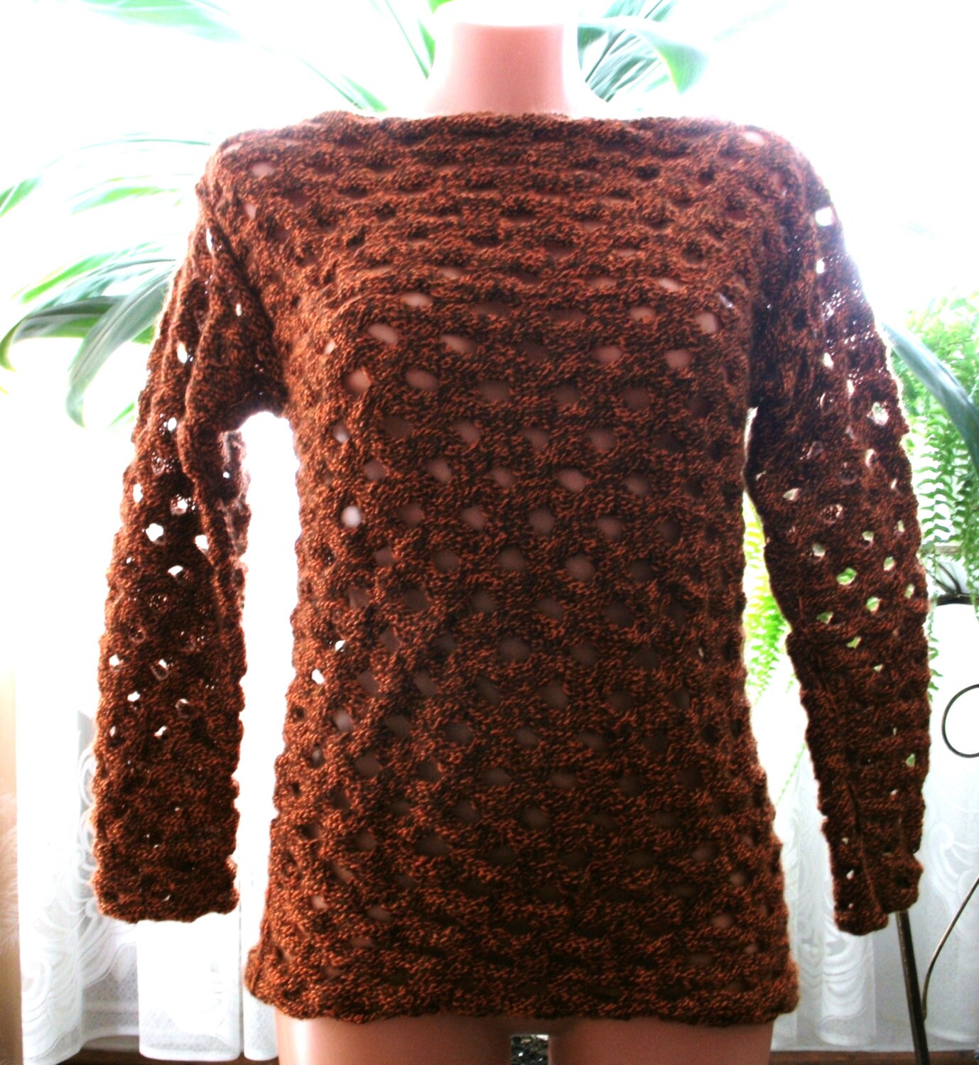 Gestrickter Pullover Mit Dickem Netzmuster Gestrickter Pullover Mit Dickem Netzmuster von grazynae