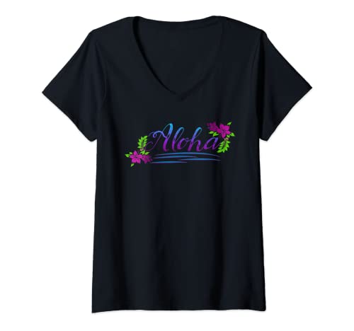 Damen Hawaii Aloha Strandinsel T-Shirt mit V-Ausschnitt Damen Hawaii Aloha Strandinsel T-Shirt mit V-Ausschnitt von great hawaiian design