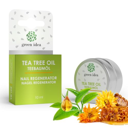 Green idea - Teebaumöl Nagelcreme für brüchige nägel - natürlich mit Manuka, Teebaumöl und Bienenwachs - 10 ml (10ml, Teebaumöl) von green idea