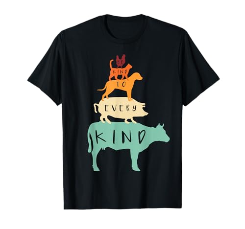 Be Kind To Every Kind T Shirt Vegan Vegetarian Retro Vintage T-Shirt von green little vegan