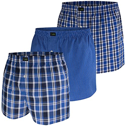 green panther Herren Boxershorts im 3er Pack, Gr.L, 402 Blue-Check von green panther