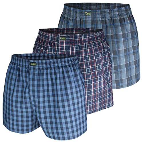 green panther Herren Boxershorts im 3er Pack (XXL, 404 Navy-Check) von green panther