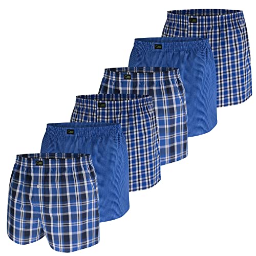 green panther Herren Boxershorts im 6er Pack (L, 422 Blue-Check) von green panther