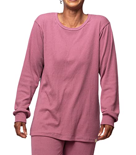 greenjama Damen Langarm-Shirt aus Derby-Rib, GOTS-Zertifiziert Pyjamaoberteil, Grape, 42 von greenjama