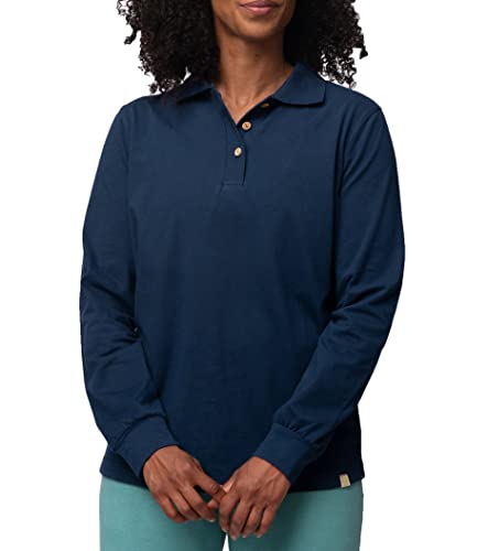 greenjama Damen Langarm-Shirt mit Polo-Kragen, GOTS-Zertifiziert Pyjamaoberteil, Ultramarin, 38 von greenjama