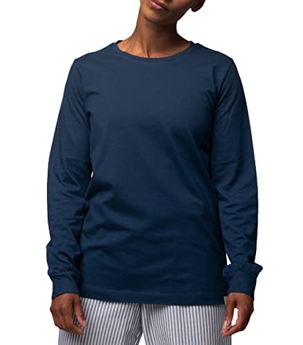 greenjama Damen Langarm-Shirt mit Woll-Anteil, GOTS-Zertifiziert Pyjamaoberteil, Ultramarin, 40 von greenjama