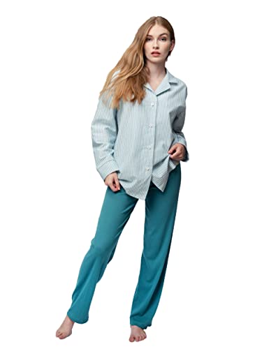 greenjama Damen Pyjama-Hemd, GOTS-Zertifiziert Pyjamaoberteil, Topaz, 36 greenjama Damen Pyjama-Hemd, GOTS-Zertifiziert Pyjamaoberteil, Topaz, 36 von greenjama