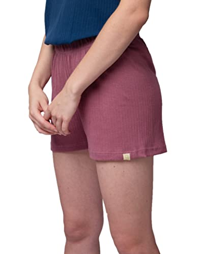 greenjama Damen Short aus Derby-Rib, GOTS-Zertifiziert Pyjamaunterteil, Grape, 38 von greenjama