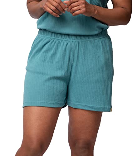 greenjama Damen Short aus Derby-Rib, GOTS-Zertifiziert Pyjamaunterteil, Topaz, 36 von greenjama
