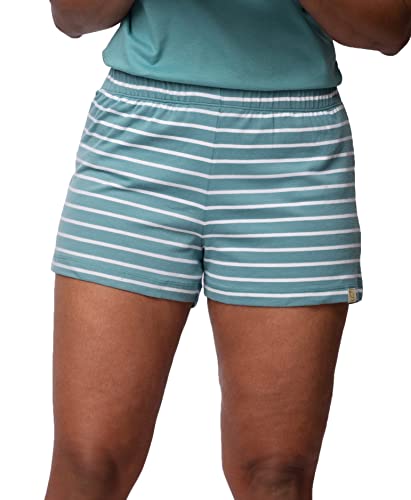 greenjama Damen Shorts Ringel, GOTS-Zertifiziert Pyjamaunterteil, Topaz, 36 von greenjama