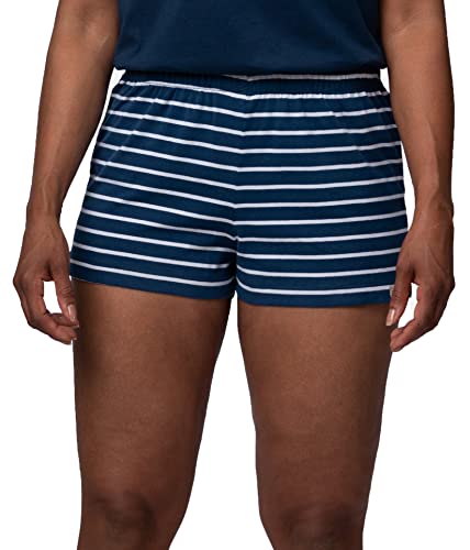 greenjama Damen Shorts Ringel, GOTS-Zertifiziert Pyjamaunterteil, Ultramarin, 38 von greenjama