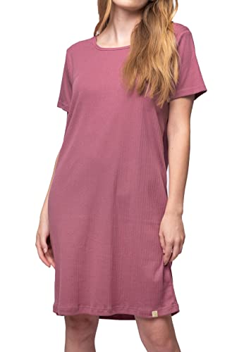 greenjama Damen Sleepshirt aus Derby-Rib, GOTS-Zertifiziert Nachthemd, Grape, 38 von greenjama