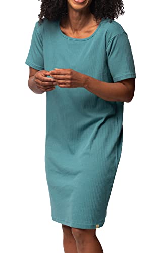 greenjama Damen Sleepshirt aus Derby-Rib, GOTS-Zertifiziert Nachthemd, Topaz, 42 von greenjama