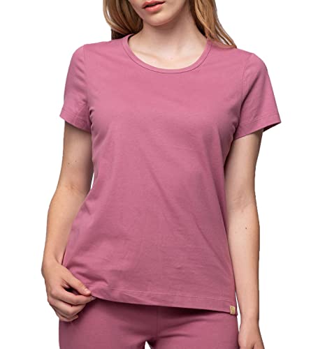 greenjama Damen T-Shirt aus Single Jersey, GOTS-Zertifiziert Pyjamaoberteil, Grape, 38 von greenjama