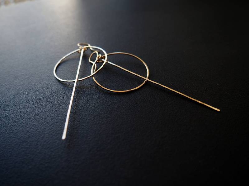 Lange Stab-Kreis-Ohrringe Lange Stab-Kreis-Ohrringe von greentealeavesdesign