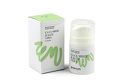 Pflegende Gesichtscreme für trockene Haut, Normale Haut, Fettige Haut, für Männer, pflegende, schützende, feuchtigkeitsspendende beruhigende Gesichtscreme, 50 ml (Cucumber & Aloe Vera) von greenum GIFTS OF NATURE