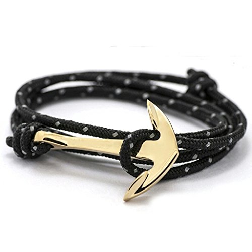 greewelry Armband Anker Herren und Damen Sailbrace Accessoire Männer Anchor maritime Look Kette (Blacky Gold) von greewelry