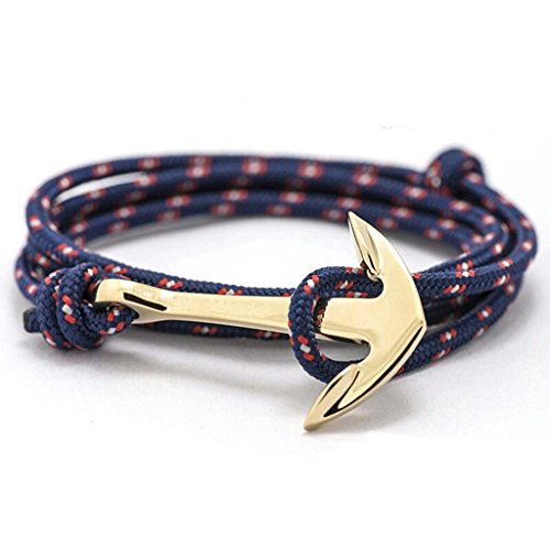 greewelry Armband Anker Herren und Damen Sailbrace Accessoire Männer Anchor maritime Look Kette (Marine Gold) von greewelry