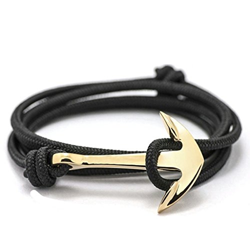 greewelry Armband Anker Herren und Damen Sailbrace Accessoire Männer Anchor maritime Look Kette (Schwarz Gold) von greewelry