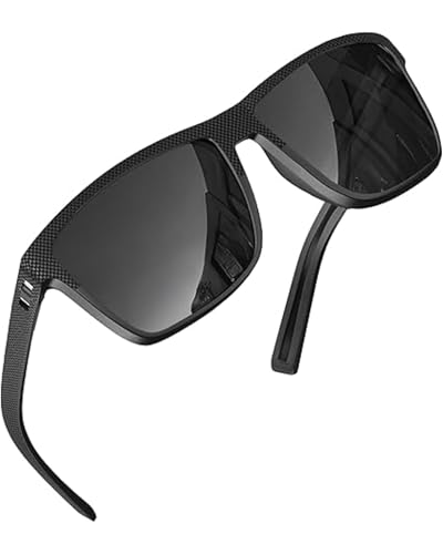 grinderPUNCH Polarisierte Sonnenbrille für Herren, leicht, UV400-Schutz, blendfrei, quadratisch, Schwarzer Rahmen/polarisierte schwarze Gläser grinderPUNCH Polarisierte Sonnenbrille für Herren, leicht, UV400-Schutz, blendfrei, quadratisch, Schwarzer Rahmen/polarisierte schwarze Gläser von grinderPUNCH