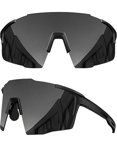 grinderPUNCH Sport-Sonnenbrille für Damen und Herren – polarisierte Sport- & Fahrradbrille mit UV-Schutz für Outdoor & Laufen (schwarz) von grinderPUNCH