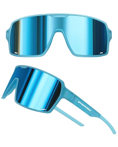 grinderPUNCH Polarisierte Sport-Sonnenbrille für Herren und Damen, leichte Sonnenbrille mit UV-Schutz für Schnee, Wandern, Radfahren, Laufen und Angeln (Blau) von grinderPUNCH