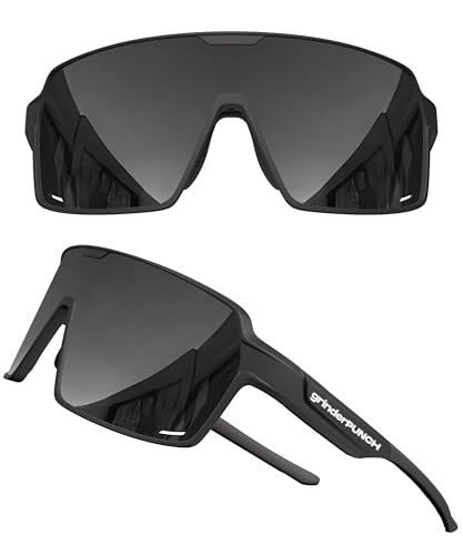 grinderPUNCH Polarisierte Sport-Sonnenbrille für Herren und Damen, leichte Sonnenbrille mit UV-Schutz für Schnee, Wandern, Radfahren, Laufen und Angeln (Schwarz) von grinderPUNCH