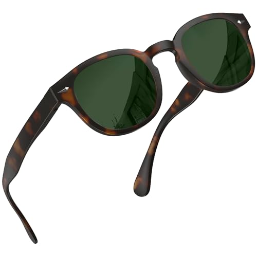 grinderPUNCH Polarisierte runde Sonnenbrille für Damen und Herren, stilvolle Retro-Sonnenbrille mit kreisförmigem Rahmen (Schildkröte), Schildkröte von grinderPUNCH