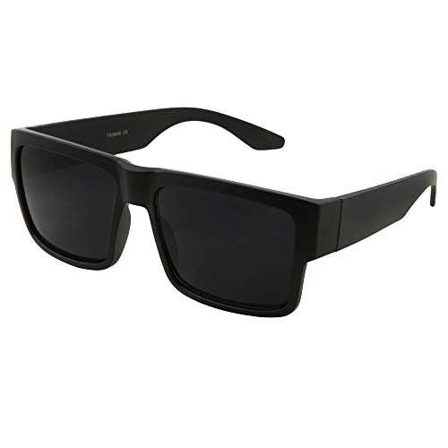 grinderPUNCH Quadratische schwarze super dunkle Sonnenbrille | Männer Frauen | Stilvolles modernes Modell Gangster (Mattschwarz) von grinderPUNCH