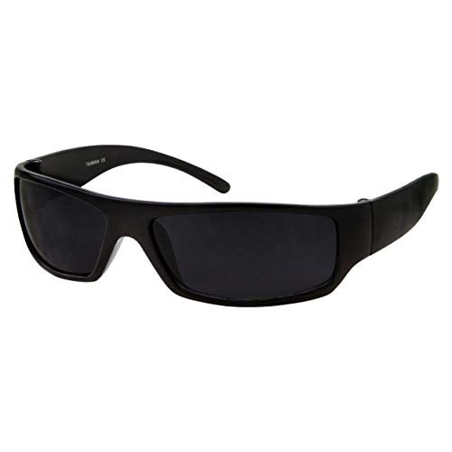 grinderPUNCH Schwarze super dunkle Herren-Sonnenbrille – Slim Wrap Around Gangster Style (Schwarz) von grinderPUNCH