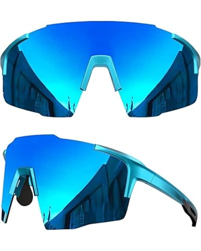 grinderPUNCH Sport-Sonnenbrille für Damen und Herren – polarisierte Sport- & Fahrradbrille mit UV-Schutz für Outdoor & Laufen (Blau) von grinderPUNCH
