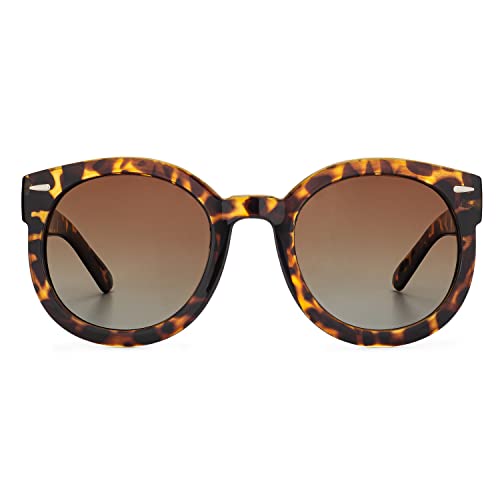 grinderPUNCH Übergroße Sonnenbrille für Damen, runder Kreis, übergroße Mod Fashion Tortoise von grinderPUNCH