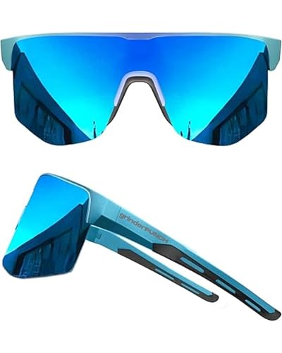 grinderPUNCH UV 400 Sport-Fahrradbrille, Fahrradbrille, Laufen, Wandern, Golf, Angeln, Fahren (blau), Blau von grinderPUNCH