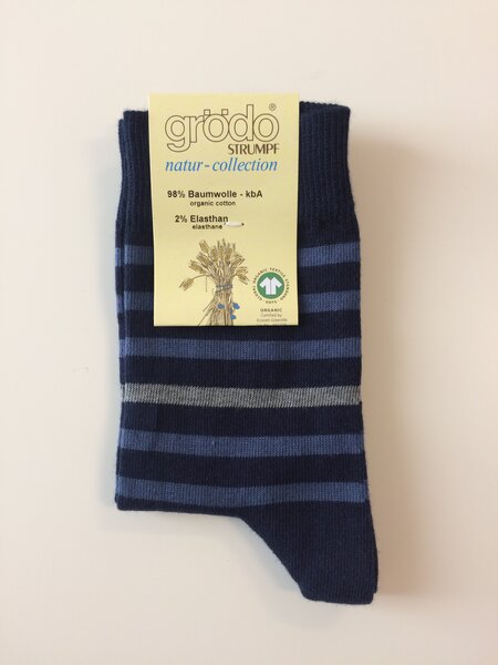 grödo Socken/Strümpfe, halbgeringelt/uni  ver.Farben 52184 Biobaumwolle unisex von grödo