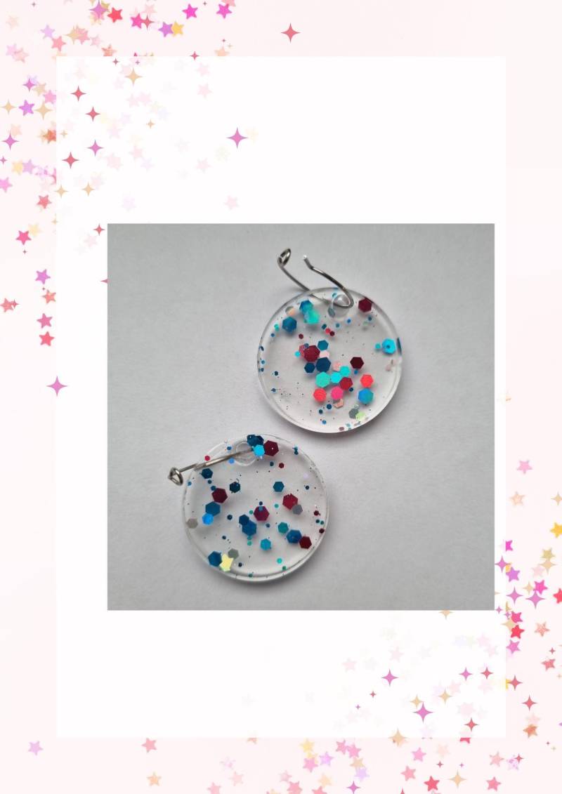 Runde Ohrringe Aus Harz Mit Glitzer. Handgemacht. Resin Schmuck . Geschenk Für Sie. Transparente Anhänger Chir. Edelstahl Creole Runde Ohrringe Aus Harz Mit Glitzer. Handgemacht. Resin Schmuck . Geschenk Für Sie. Transparente Anhänger Chir. Edelstahl Creole von grossARTtiger