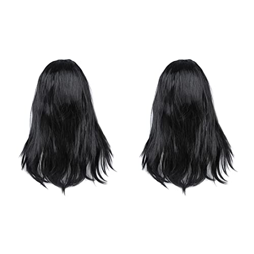 grounds 2X Frauen Stilvolle Lange Gerade Peruecke Kleid Cosplay Kostuem Peruecke - Schwarz von grounds