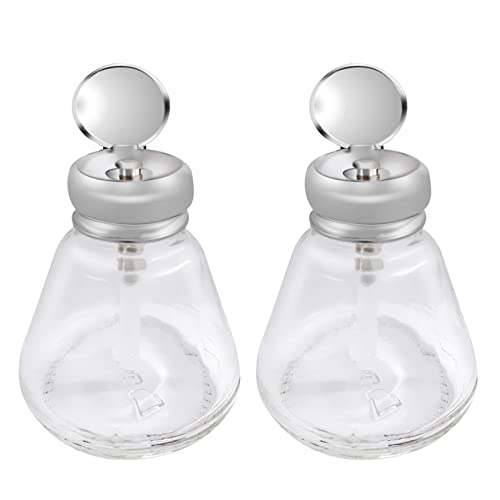 grounds 2X Leere Nagel Lack Make-Up Entferner Pump Glas Druck Presse Flasche von grounds