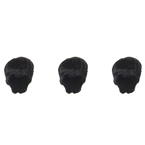 grounds 3X Mode Perücke Kurze Schwarze Männliche Gerade Gerade Synthetische Perücke für Männer Haar Fleeciness Realistische Natürliche Schwarze Schwarze Toupee Perücken von grounds