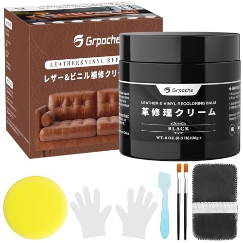 Grpoche Leder Reparatur Set, 200g Lederreparatur Creme Lederrestaurator für Kratzer, verblasste Stellen, Abnutzung, Lederpflege Füller für Auto Lederlenkrad Sofa Jacke Geldbörse, Schwarz Grpoche Leder Reparatur Set, 200g Lederreparatur Creme Lederrestaurator für Kratzer, verblasste Stellen, Abnutzung, Lederpflege Füller für Auto Lederlenkrad Sofa Jacke Geldbörse, Schwarz von Grpoche