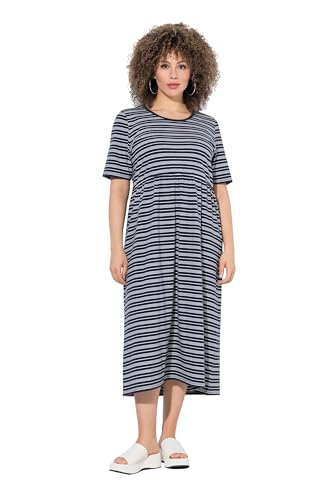 Ulla Popken Damen große Größen Übergrößen Plus Size Jersey-Kleid, Streifen,Überschnitten von Ulla Popken