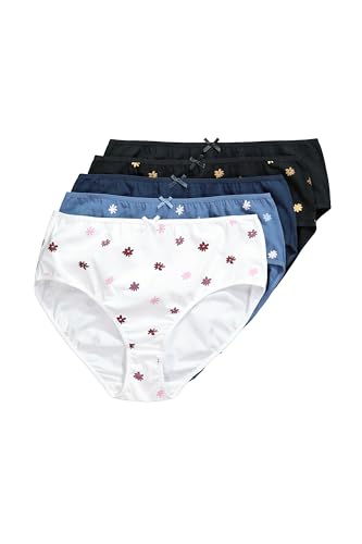 Ulla Popken Women's Midislips, 5er-Pack, Blumen/einfarbig Underwear, helles segelblau, 66-68 von Ulla Popken