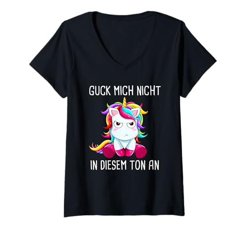 Damen guck Mich Nicht in diesem ton an Einhorn T-Shirt mit V-Ausschnitt Damen guck Mich Nicht in diesem ton an Einhorn T-Shirt mit V-Ausschnitt von guck mich nicht in diesem ton an t-shirt