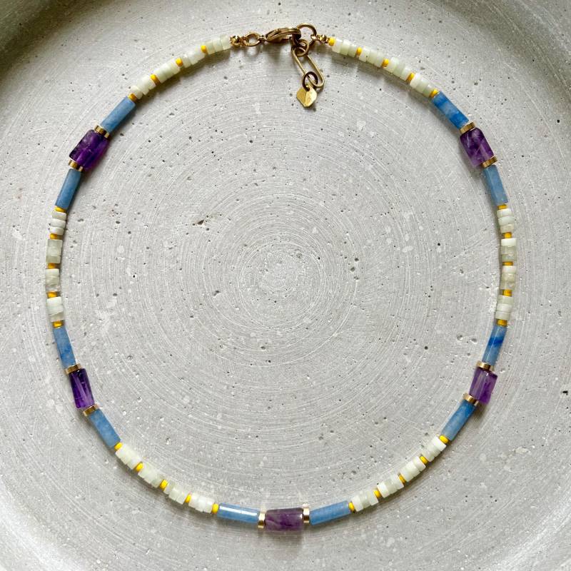Amethyst Und Jade Halskette, Bunt Gemischte Schmuckstein Kette Mit Naturstein Perlen Glasperlen Amethyst Und Jade Halskette, Bunt Gemischte Schmuckstein Kette Mit Naturstein Perlen Glasperlen von gudbling