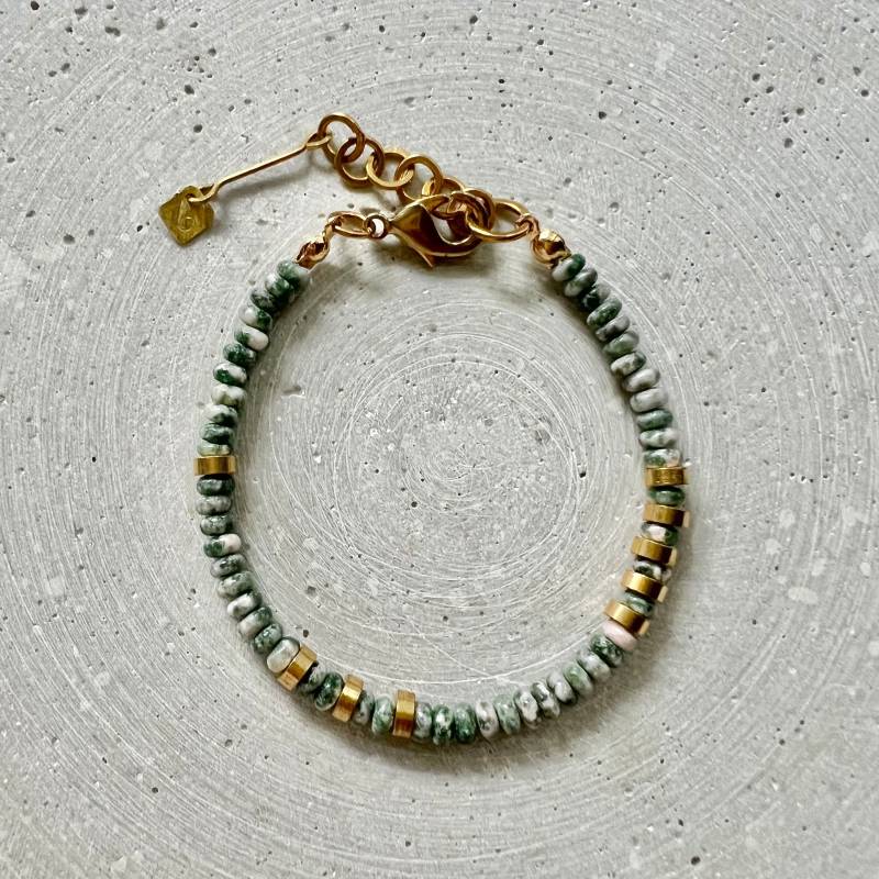 Grün Geflecktes Jaspis Armband, Handgemachter Naturstein Schmuck, Anpassbare Länge, Wunschlänge Grün Geflecktes Jaspis Armband, Handgemachter Naturstein Schmuck, Anpassbare Länge, Wunschlänge von gudbling